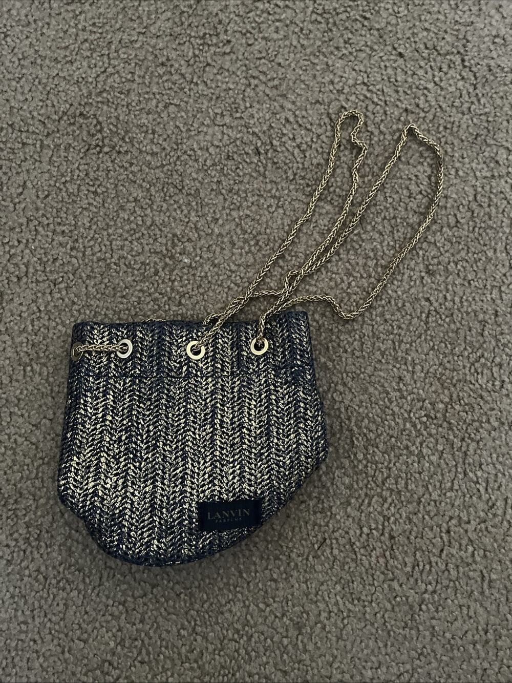 LANVIN Navy Gold Chain Mini Bag